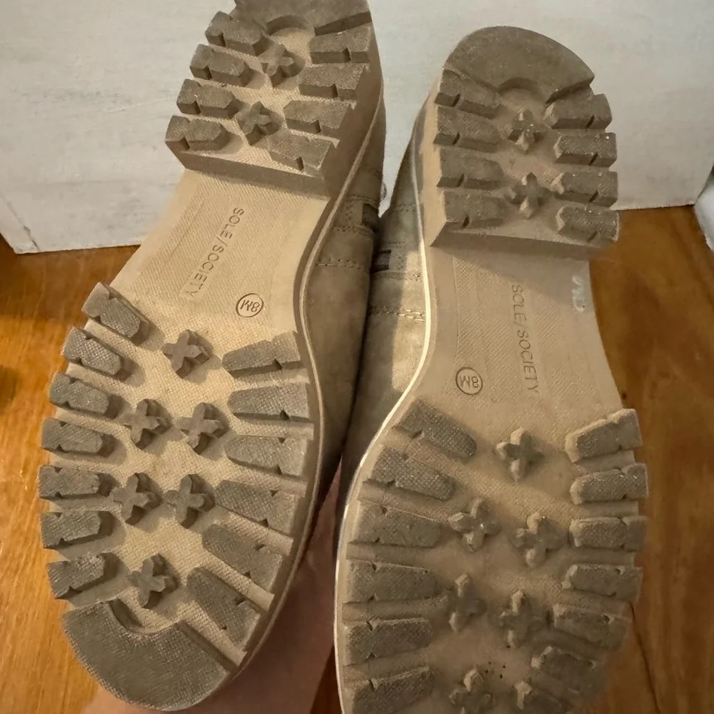 Tan Ankle Boots with Chunky Sole - Picture 3 of 5